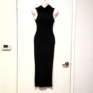 Sleeveless, Long, Black, Cowl Neck Sweater Dress